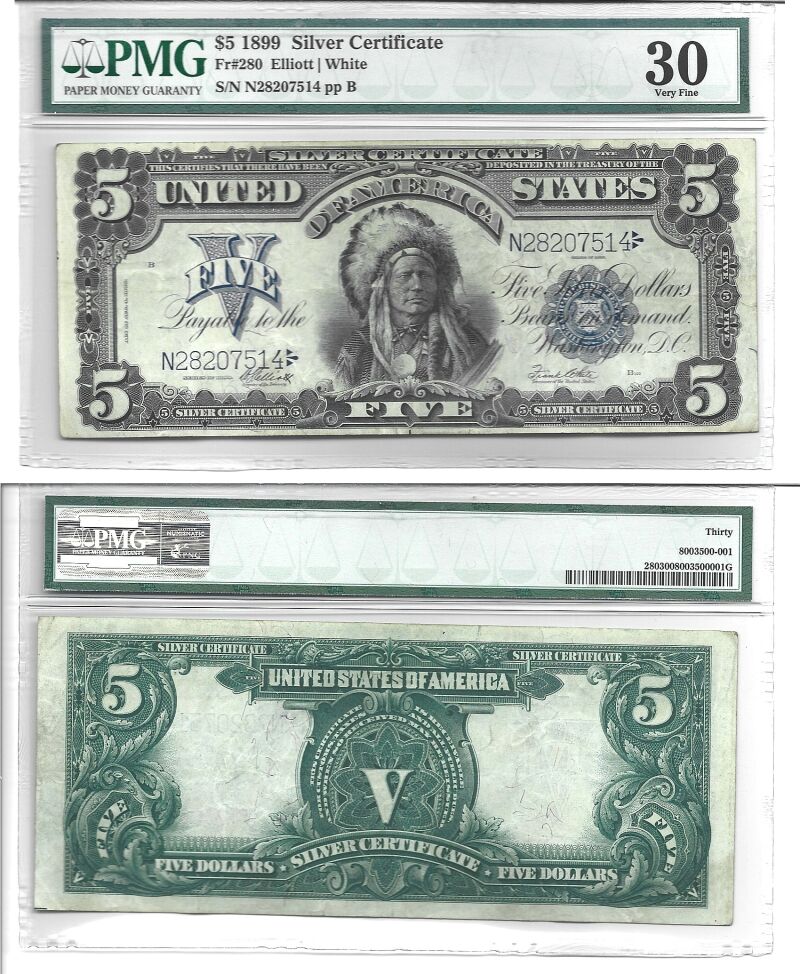 1899 $5 Silver Certificate Fr-280 PMG VF-30