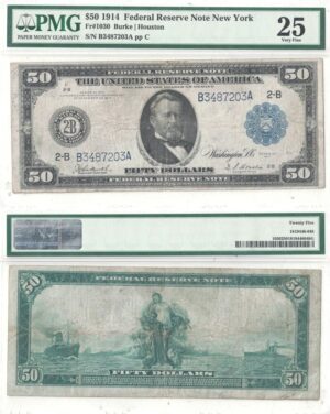 1914 $50 Federal Reserve Note Fr-1030 PMG VF-25