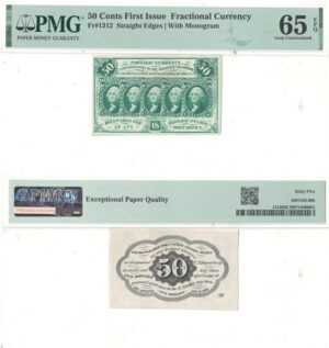 50 Cent 1st Issue Fractional Currency Fr-1312 PMG Gem CU-65 EPQ