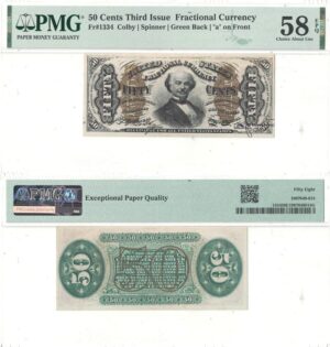 50 Cent 3rd Issue Fractional Currency Fr-1334 PMG AU-58 EPQ