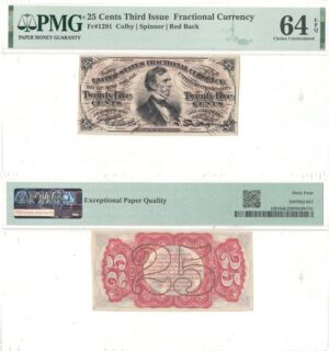 25 Cent 3rd Issue Fractional Currency Fr-1291 PMG Choice CU-64 EPQ