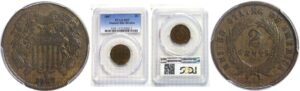 1867 Two Cent Piece   -   PCGS F-15.
