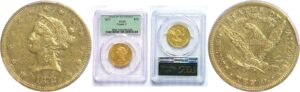1873  $10 Liberty.  -   PCGS AU-50.