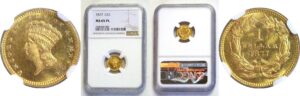 1877  One Dollar Gold Coin.  -  NGC MS-65. PL.