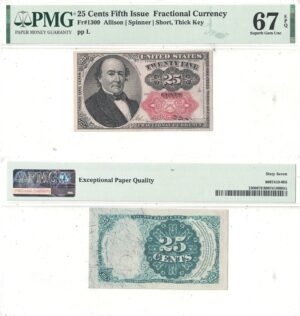 25 Cent 5th Issue Fractional Currency Fr-1309 PMG Superb CU-67 EPQ