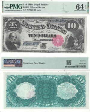 1880 $10 Legal Tender Note Fr-111 PMG Choice CU-64 EPQ