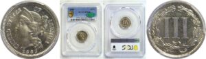 1883 Nickel Three Cent. -  PCGS PR-66. CAC
