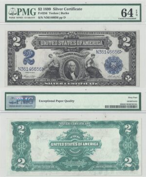 1899 $2 Silver Certificate Fr-256 PMG Choice CU-64 EPQ