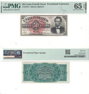 50 Cent 4th Issue Fractional Currency Fr-1374 PMG Gem CU-65 EPQ