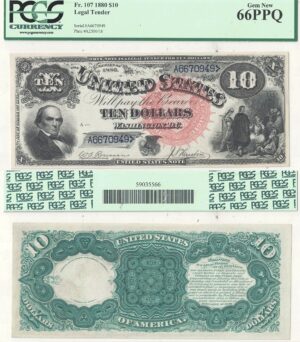 1880 $10 Legal Tender Note Fr-107 PCGS Gem CU-66 PPQ