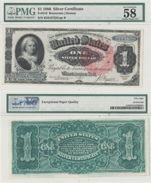 1886 $1 Silver Certificate Fr-218 PMG AU-58 EPQ