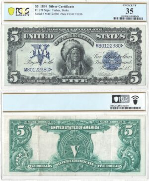 1899 $5 Silver Certificate Fr-278 PCGS VF-35