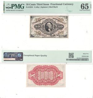 10 Cent 3rd Issue Fractional Currency Fr-1251 PMG Gem CU-65 EPQ