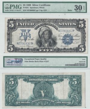 1899 $5 Silver Certificate Fr-281m PMG VF-30 EPQ