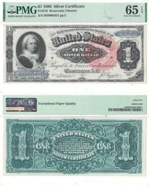 1886 $1 Silver Certificate Fr-218 PMG Gem CU-65 EPQ