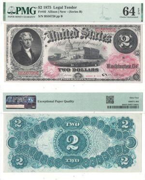 1875 $2 Legal Tender Fr-46 PMG Choice CU-64 EPQ
