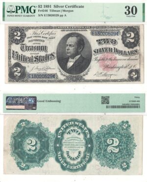 1891 $2 Silver Certificate Fr-246 PMG VF-30