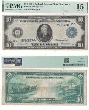 1914 $10 Federal Reserve Star Note Fr-909* PMG F-15