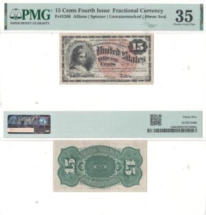 15 Cent 4th Issue Fractional Currency Fr-1268 PMG VF-35