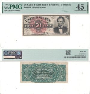 50 Cent 4th Issue Fractional Currency Fr-1374 PMG XF-45