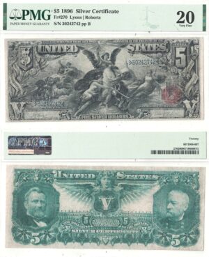 1896 $5 Silver Certificate Fr-270 PMG VF-20