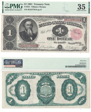 1891 $1 Treasury Note Fr-351 PMG VF-35