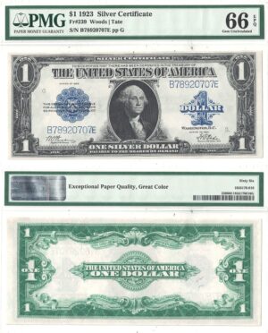 1923 $1 Silver Certificate Fr-239 PMG Gem CU-66 EPQ