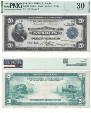 1918 $20 Federal Reserve Bank Note Fr-825 PMG VF-30