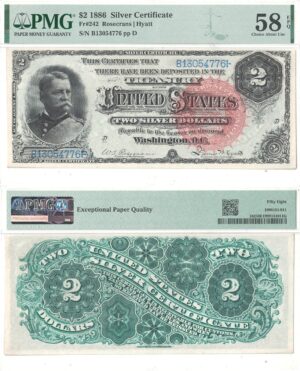 1886 $2 Silver Certificate Fr-242 PMG AU-58 EPQ