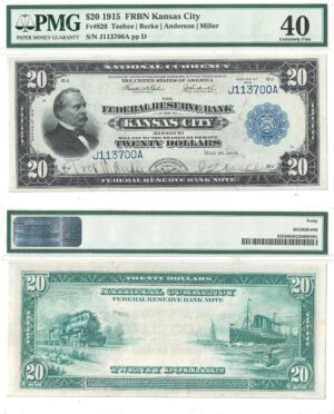 1915 $20 Federal Reserve Bank Note Fr-826 PMG XF-40